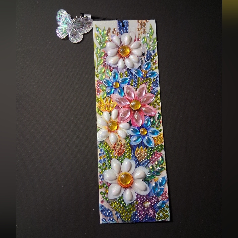 Colorful Floral Bookmark with Butterfly Charm